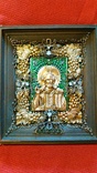 Икона Господь Вседержитель в киоте - серебрение, позолота, эмаль (230*260*40мм), фото №5