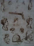 Старинная большая гравюра Античные головные уборы 2, фото №4
