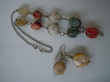 Гарнитур винтаж серьги и ожерелье натуральные камни, фото №3