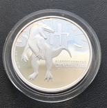 Комплект серебряных монет 2 доллара 2002 года. Динозавры. Тувалу. 248,8 грамм, фото №6