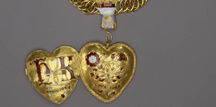 A gold ornament was found by a metal detector.