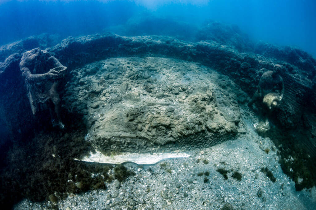 Remains of the apse of the nymphaeum at Baiae, which once housed a statue of a Greek hero.