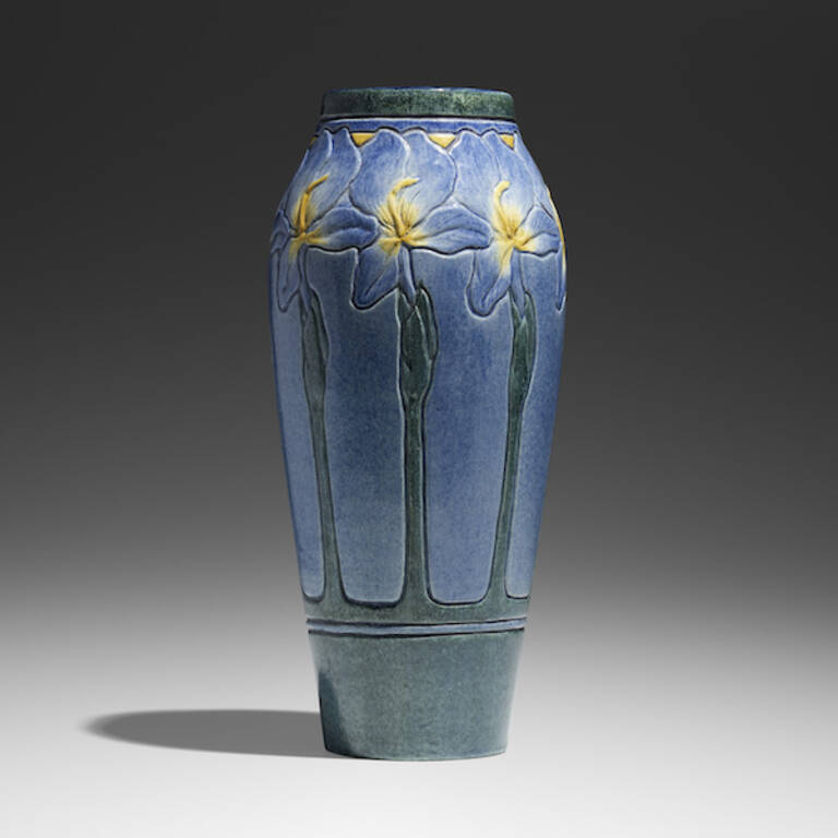 Leona Nicholson iris vase for Newcomb College Pottery, estimated at ,000-,000.
