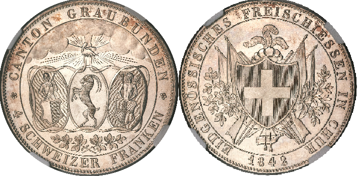 4 франки, 1842 стрілецький фестиваль, Кур, кантон Граубюнден