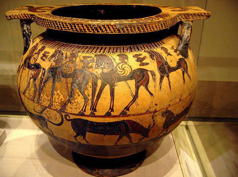 vessel from Corinth,  the characters of the Trojan War. 590 - 570 years BC.