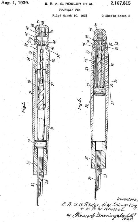 Конструкція телескопічного поршневого механізму Montblanc у ручках 130-ї серії