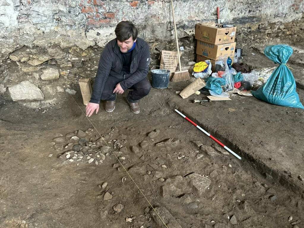 Археолог Зденек Шенк на місці розкопок