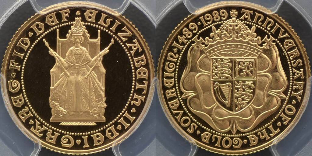 Пам'ятний соверен 1989 р. (500-річчя першого золотого соверена), PCGS PR69DC