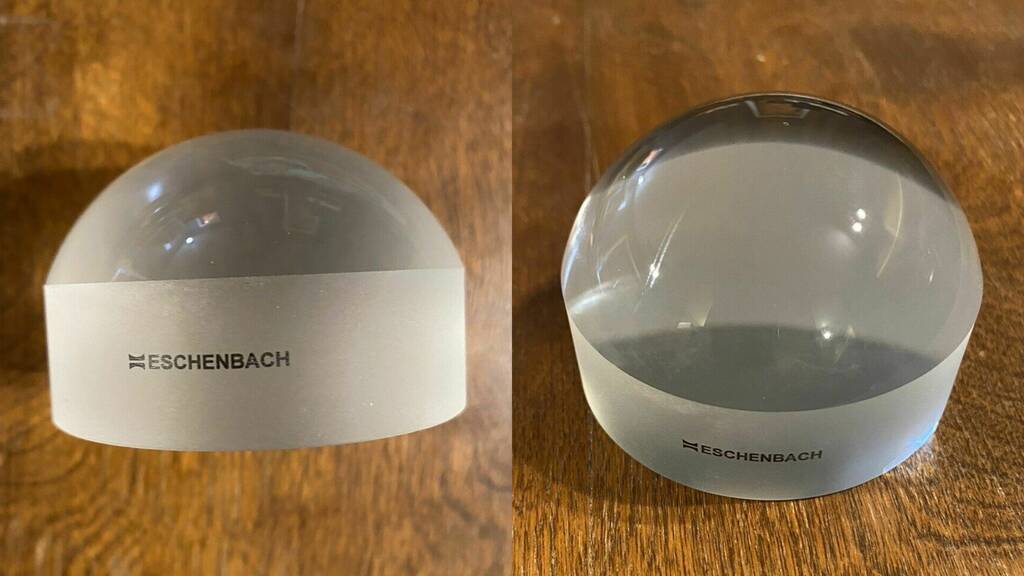 Сучасна настільна скляна лупа 2х із силікату у вигляді каменю. Виробник: Eschenbach, Німеччина