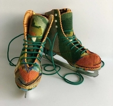 Cross-stitch embroidery + creativity = three-dimensional artwork