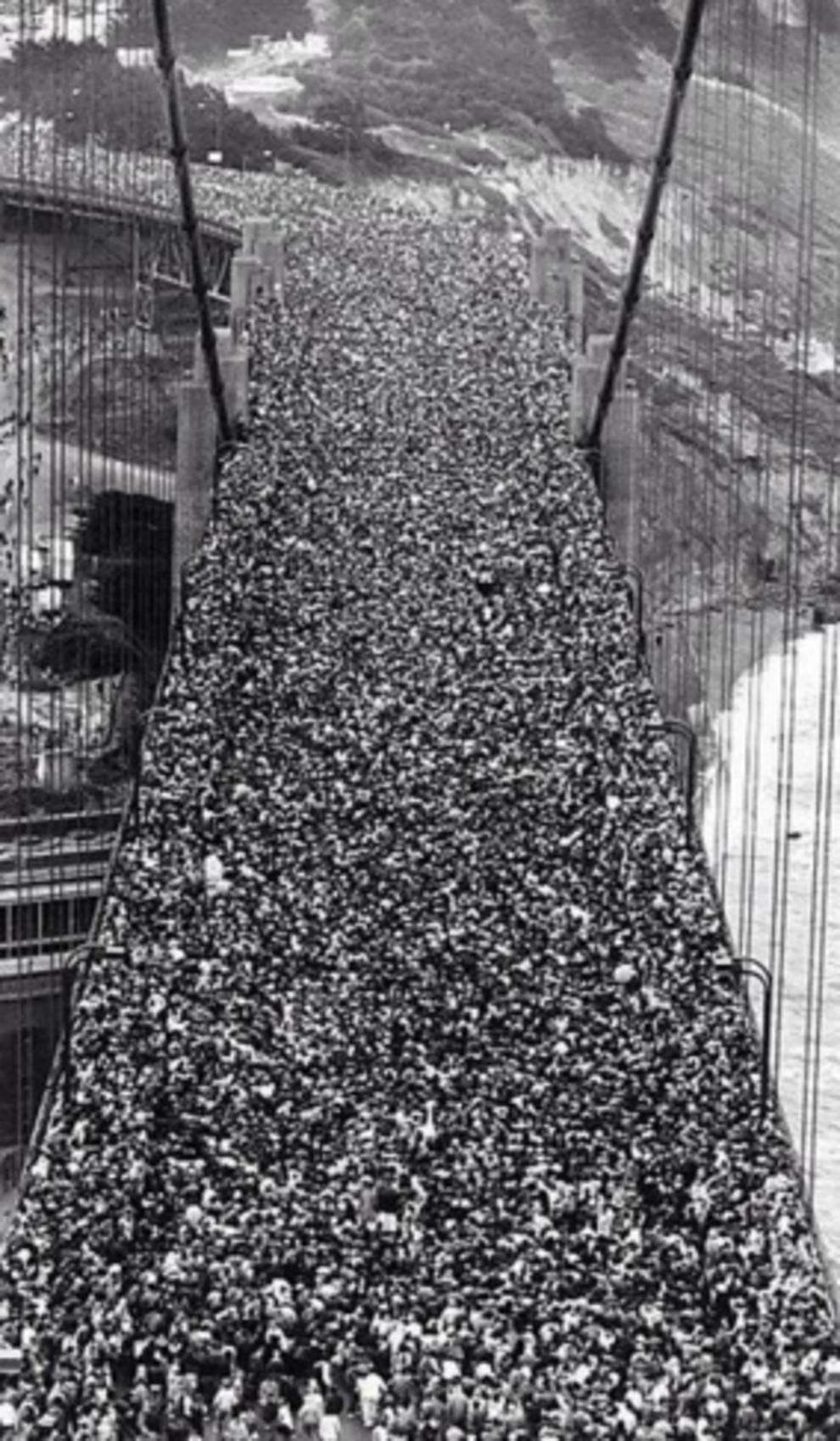 On the opening day, almost 200,000 people crossed the bridge