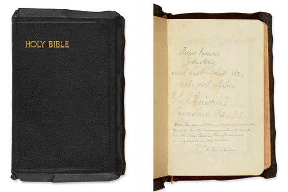 Bible signed by Einstein will be put up for auction