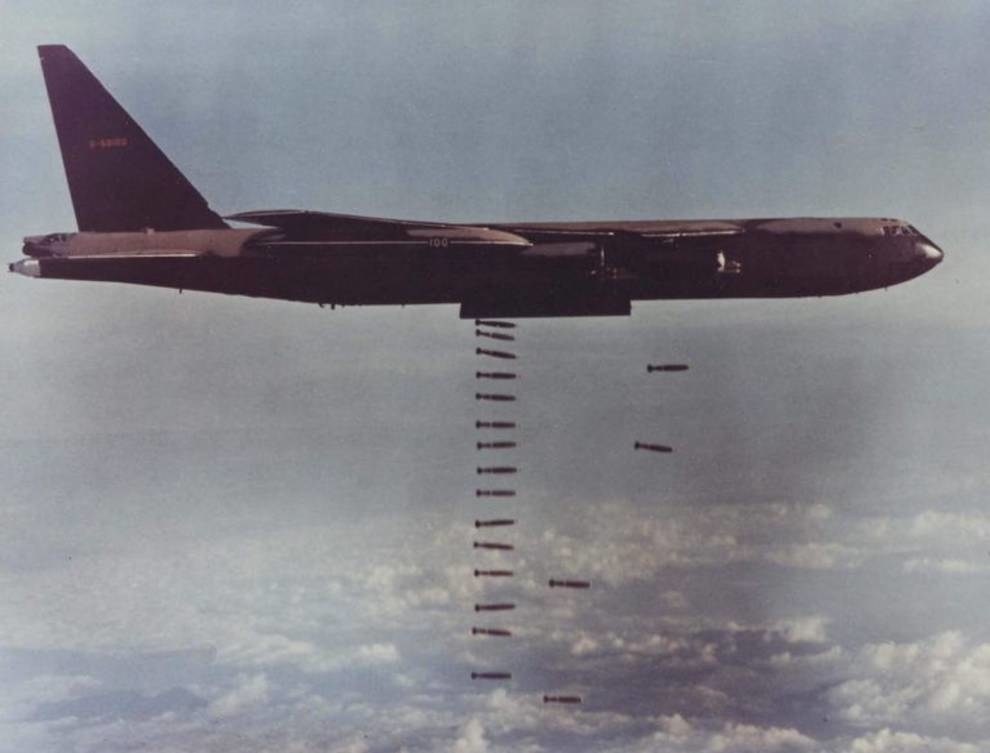 During Operation Linebacker II, 100,000 tons of bombs were dropped on Vietnam