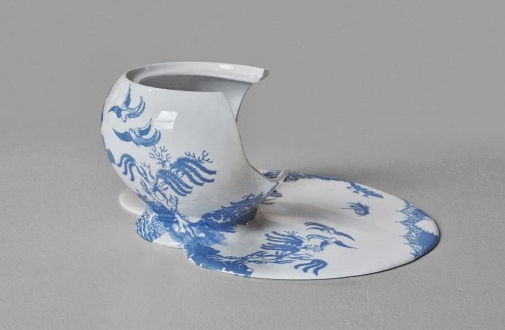 Porcelain dishes that just melted a little