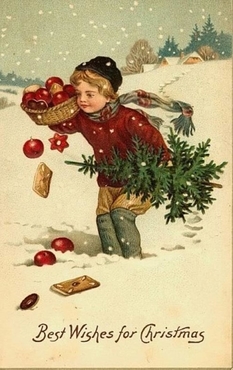 Маленькие дети и еловые ветки: подборка старинных новогодних и рождественских открыток