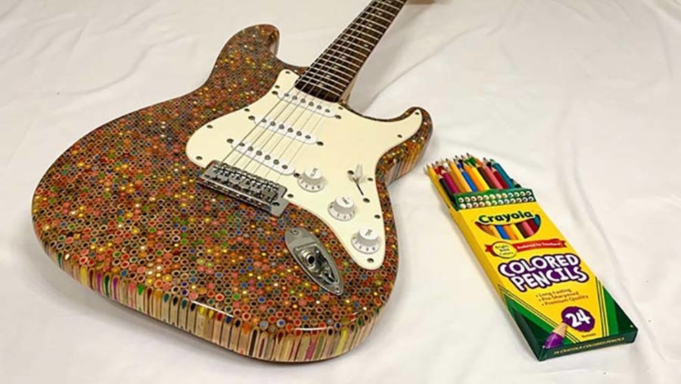 Not seven strings single: electric guitar from 1200 colored pencils
