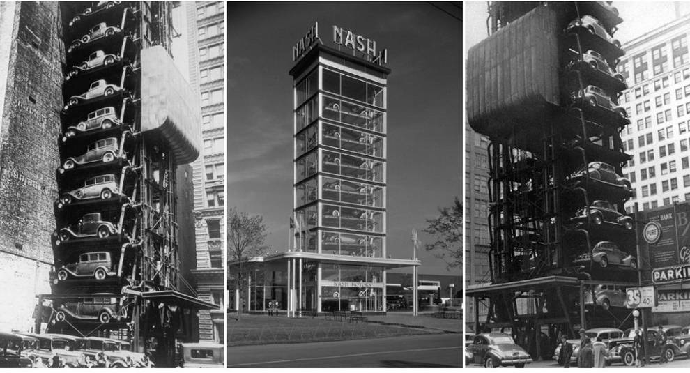 Photo of vertical parking lots of the beginning of the last century