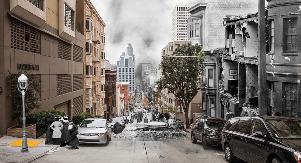 На границе между прошлым и настоящим: Сан-Франциско на фотоколлажах