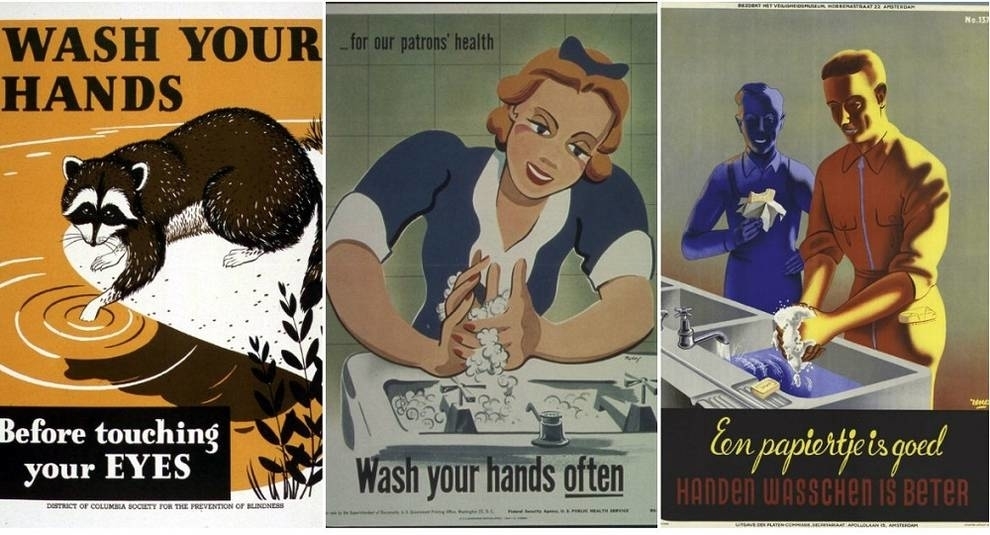 Keep calm and wash hands: themed posters of the last century