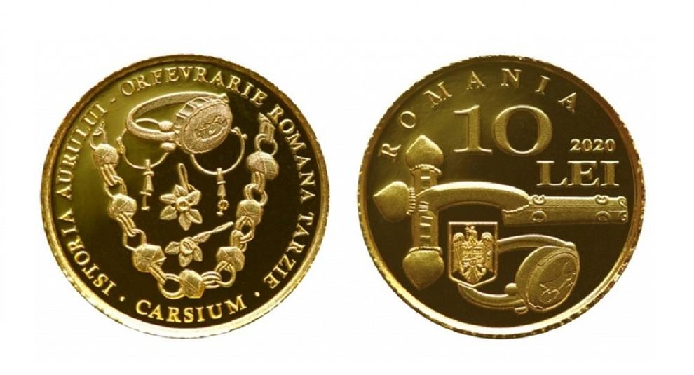 Treasures of Romania : a gold coin with the image of jewels was issued