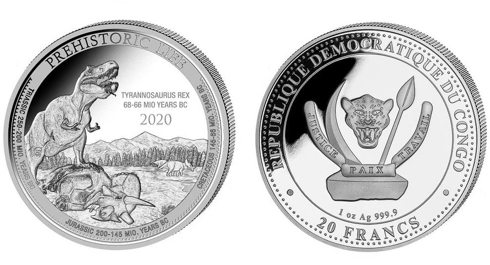 У Конго випущена 20-Франкова монета з тиранозавром