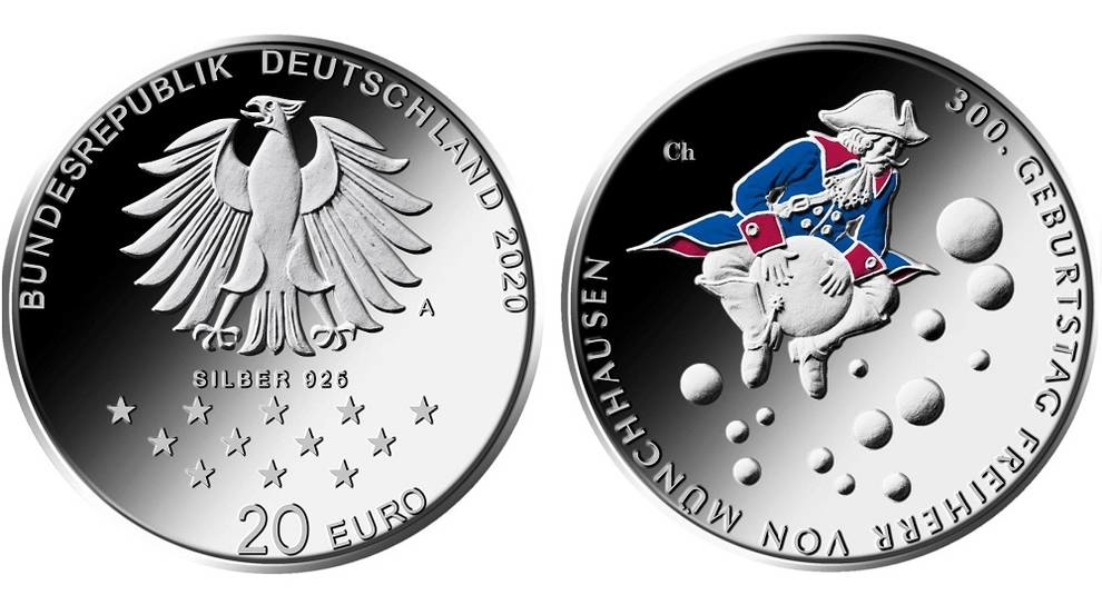 Germany issued a coin for the 300th anniversary of the birth of Baron Munchausen