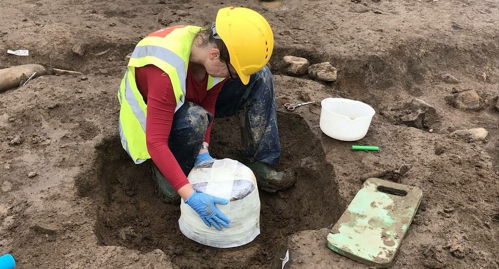 A bronze age urn was found on a construction site in Ireland