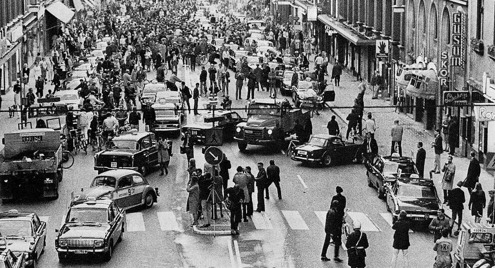 H-day: the day when right-hand traffic was introduced in Sweden