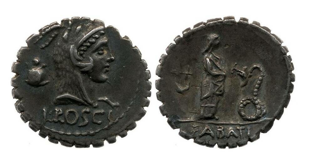 Coin Triumvir and praetor Lucius Roscius Fabatus