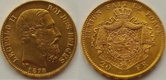 Монета короля - предпринимателя. Бельгия. 20 франков 1878г.