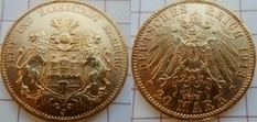 20 марок Гамбург 1913 год - золото вольного города Германской империи