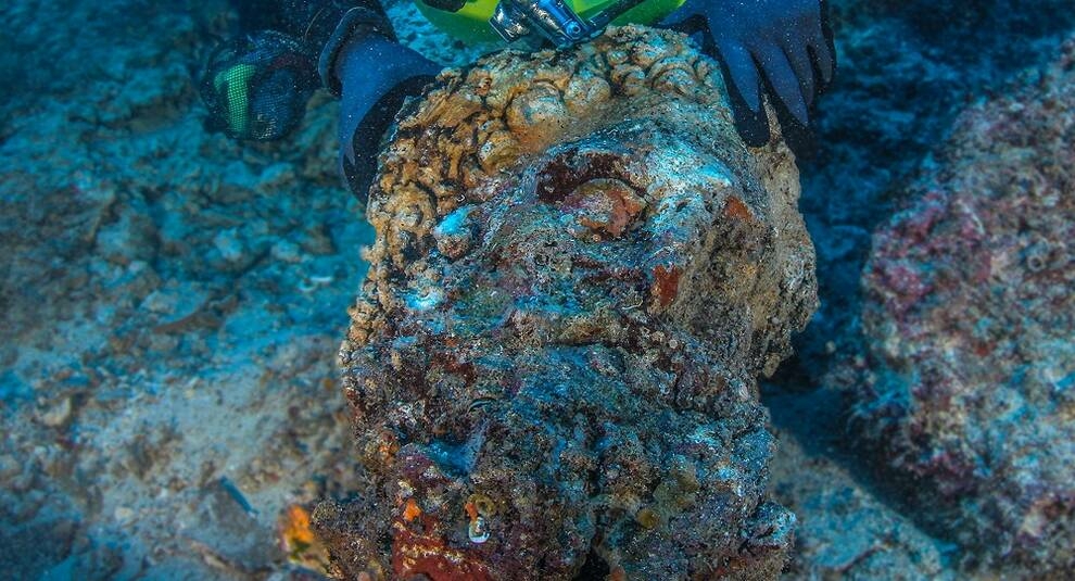The head of Hercules was found off the coast of the island of Antikythera