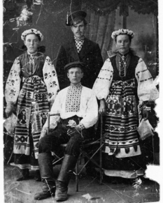 National Ukrainian clothes on old postcards