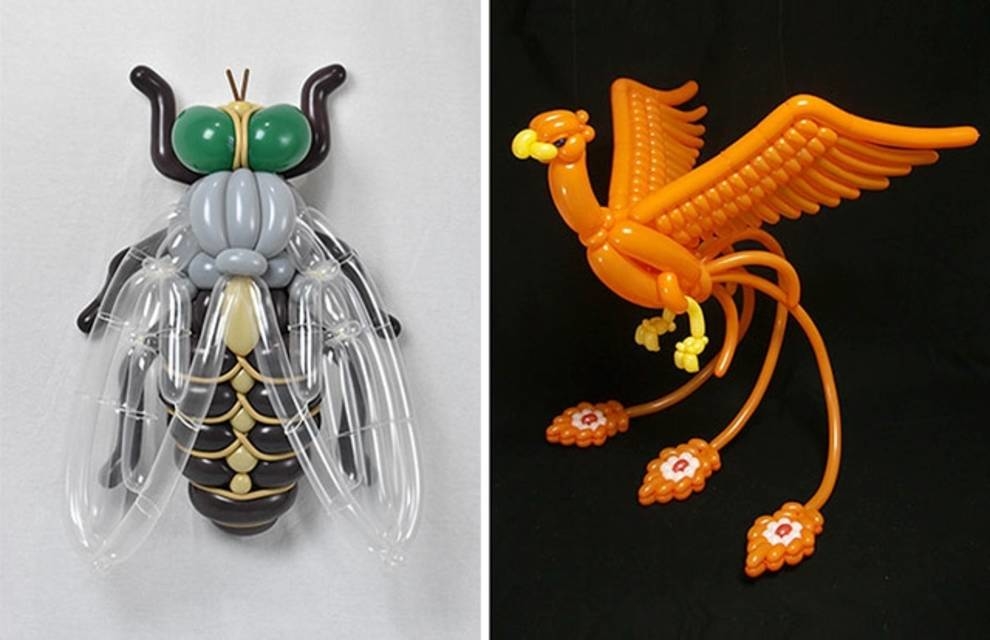 Japoński artysta tworzy z balonów rzeźby ptaków i zwierząt