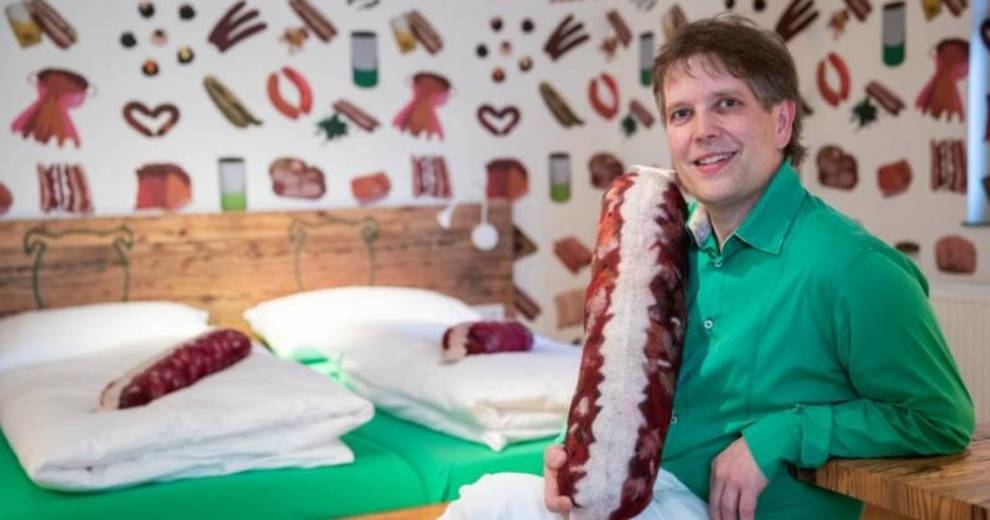 A terrible dream of a vegetarian: a sausage hotel was opened near Nuremberg