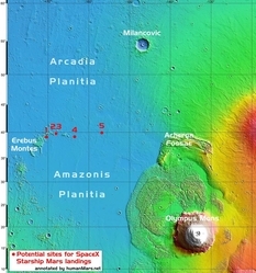 SpaceX знает, где совершит посадку на Марсе