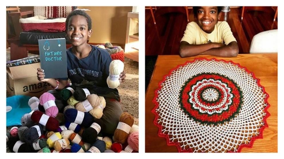 Famous for his unusual hobby: an 11-year-old boy crochets from 5 years old