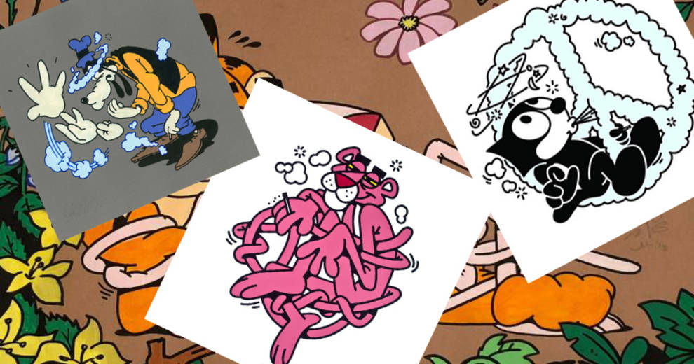 Розовая пантера и желтый Багз Банни — граффити с подтекстом британского художника-иллюстратора