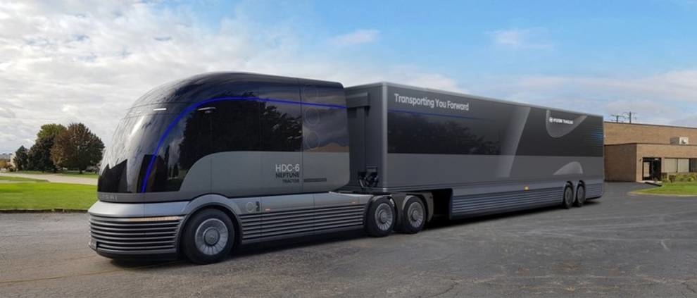 Hyundai unveils a new concept model of a heavy truck with a refrigerated trailer
