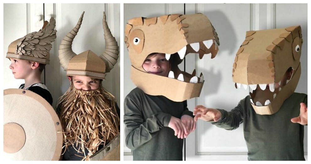 A needlewoman from Australia makes cardboard suits for her children