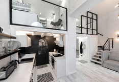Design and Architecture Studio created a black-and-white housing for a young couple from Lviv