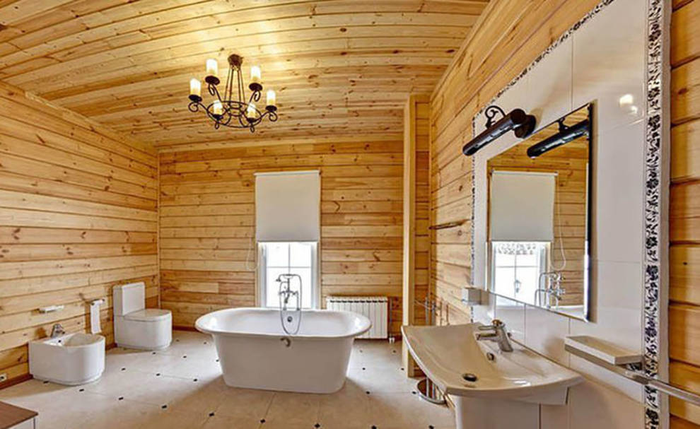 Łazienka w drewnianym domu: projektanci powiedzieli to, co musisz wiedzieć podczas jego aranżacji