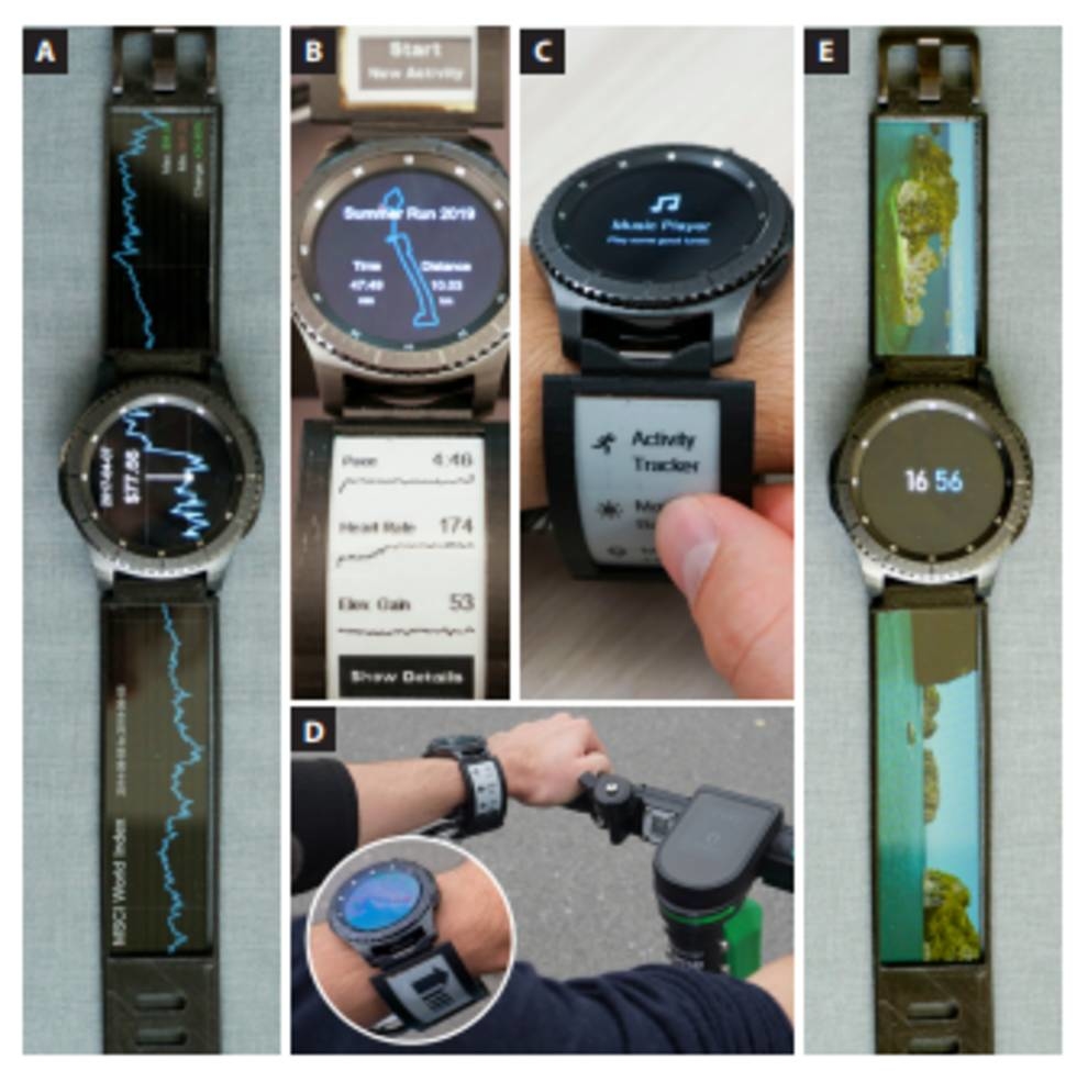Smart watch equipped with a dual-screen strap (Video)
