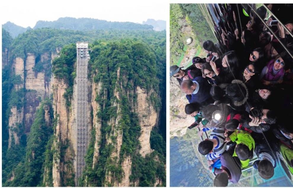 Подорож у небеса: в Китаї зовнішній ліфт піднімає людей на 326 метрів над землею