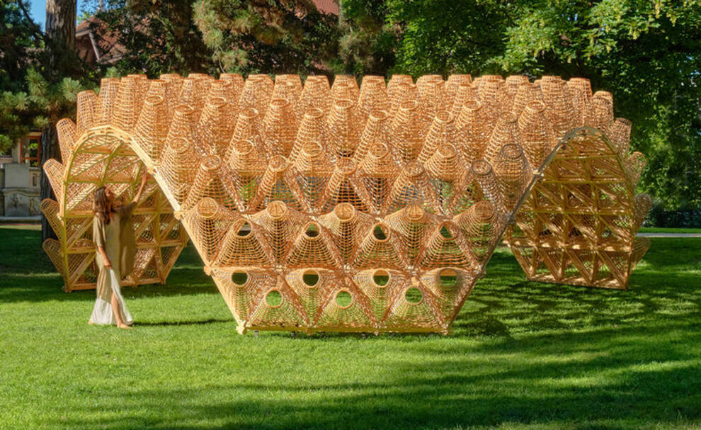 Латвийский архитектор представил проект павильона из плетеных корзин (Фото)