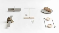 Steel, organic stone and safety distance - sculptural tableware
