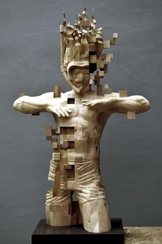 Piksele jako sztuka: Tajwan rzeźbiarz w drewnie wykorzystuje niezwykłą technikę rzeźbienia