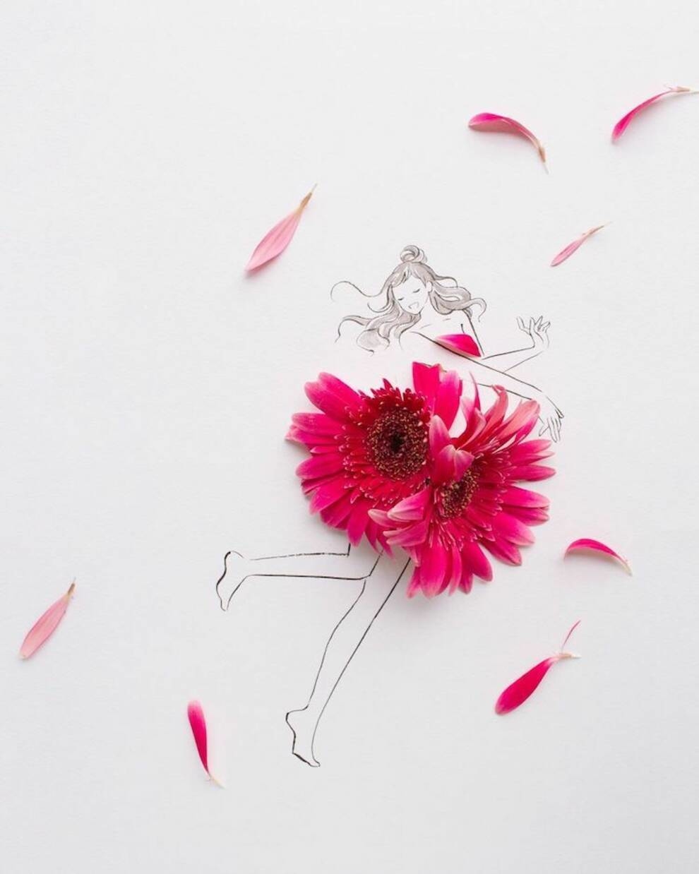 Flowers and dresses - spring compositions by a Japanese artist