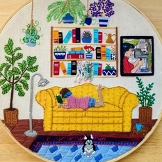 Cute and domestic - bright embroidery of a resident of India
