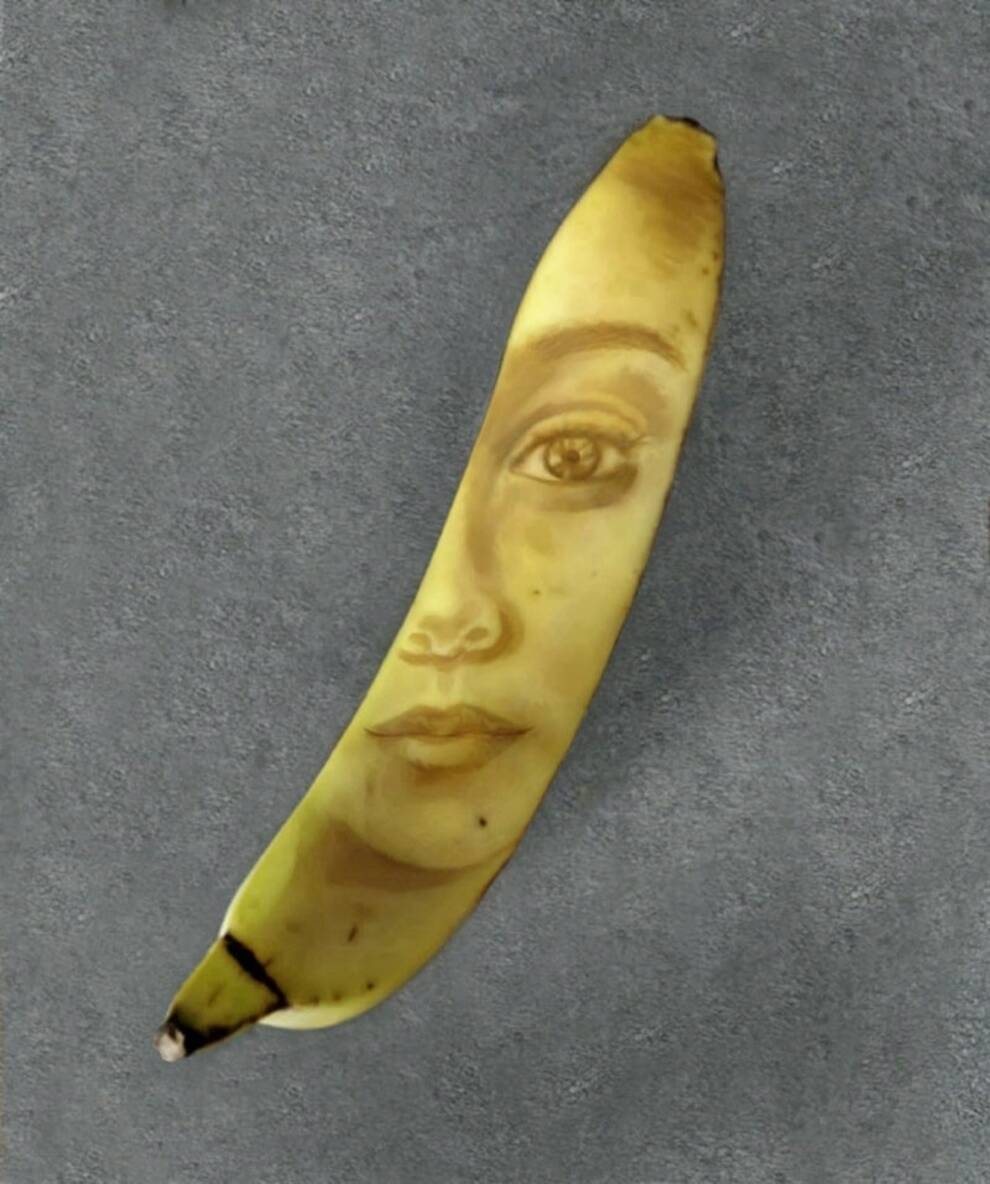 Brytyjczyk maluje portrety i pejzaże na skórce od banana